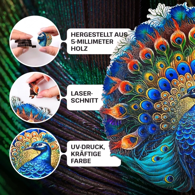 EscapeWelt Træ Luminiscente Puzzle Påfugl 200 brikker