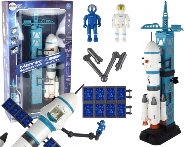 Rum-mission – raket med affyringstårn og astronauter, 15-dels sæt