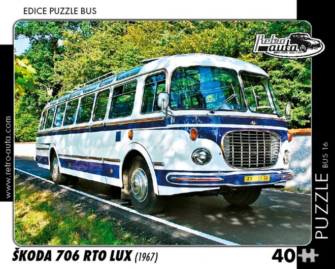 RETRO-AUTA Puslespil Bus Škoda 706 RTO Lux 40 brikker