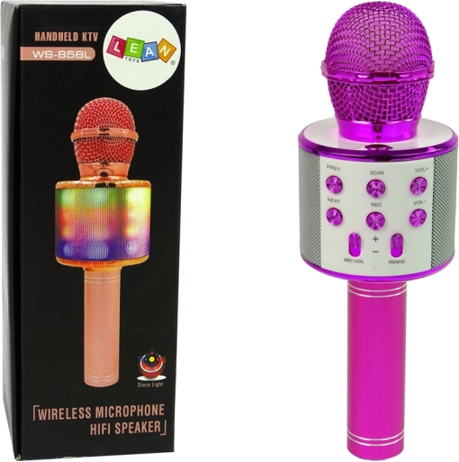 Trådløs mikrofon USB-højttaler til optagelse Karaoke Model WS-858 Pink