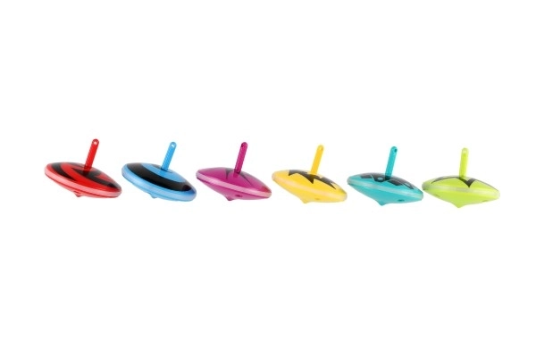 Snurretop i plastik med lys 6 cm på batteri med lys i 6 farver