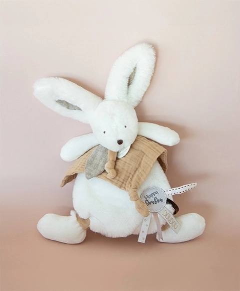 Doudou plys kanin med kramme tæppe beige 25 cm