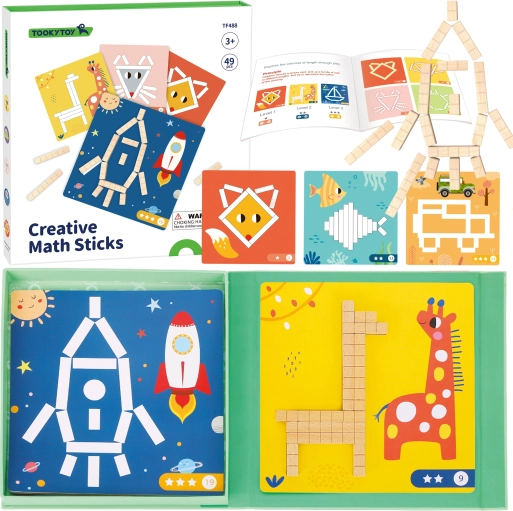 Tooky Toy magnetisk logisk puslespil – kreative matematiske stave, 49 dele