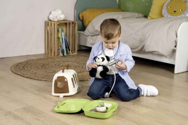 Dyrlægevogn med panda og transportboks 2i1