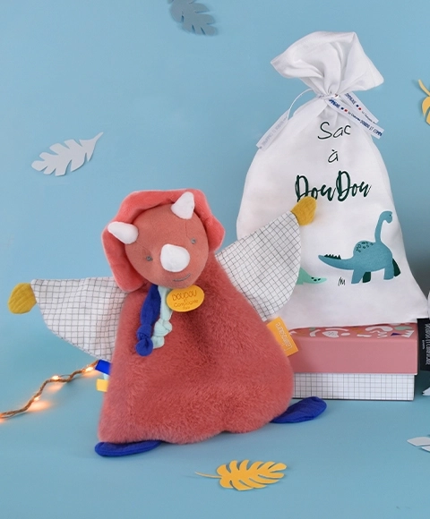 Doudou gavesæt - legetøj med sutteholder dinosaur lyserød