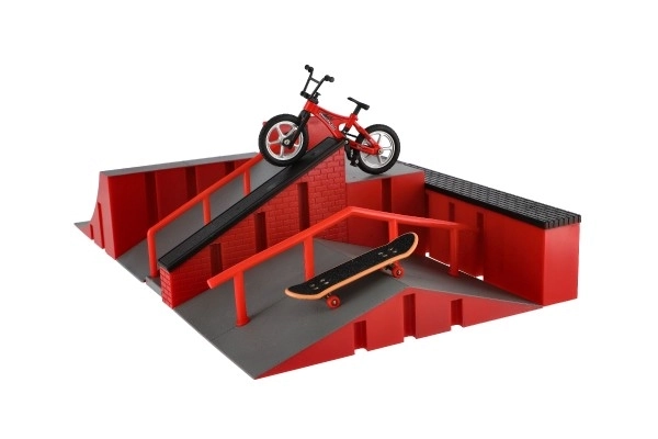 Skatepark - ramper, finger cykel og skateboard