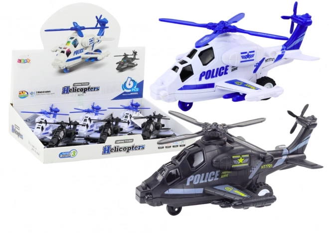 Politihelikopter med friktionsdrev, lys og lyd