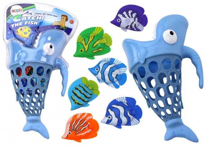 Kurv til fisk Shark Fish Håndtag Blå