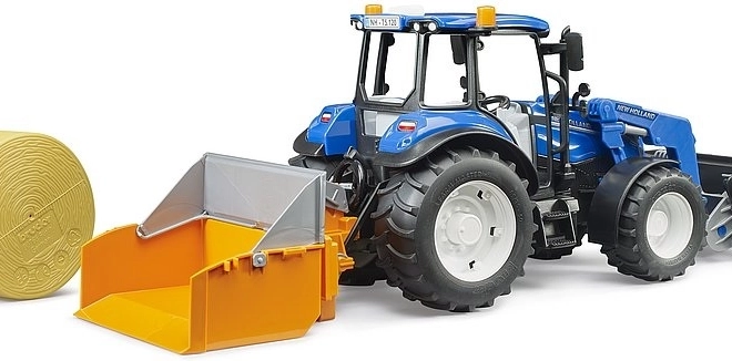 Bruder Traktor New Holland T5.120 med frontlæsser og lad