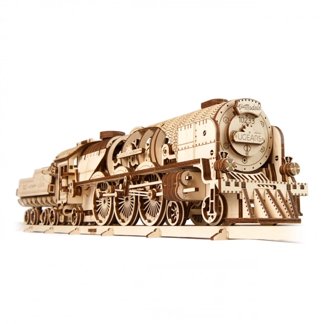 Ugears 3D puslespil - Lokomotiv V-express med vogn 538 dele