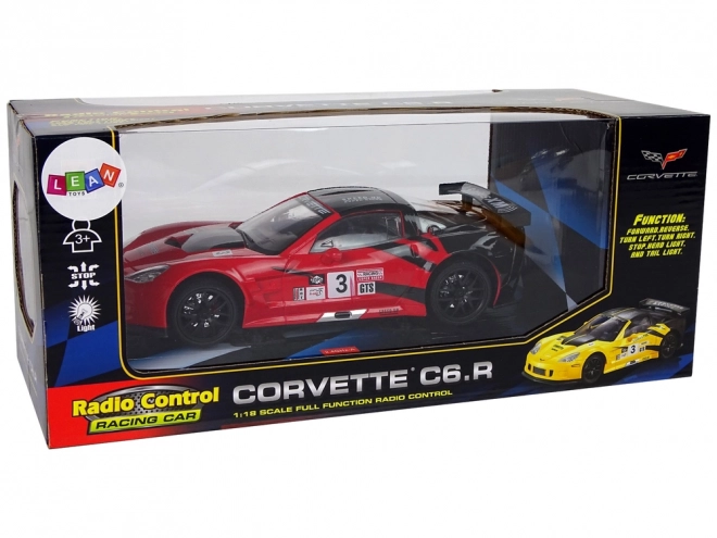 Sports racing RC bil 1:18 Corvette C6.R rød 2.4G med belysning