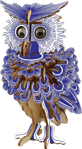 Woodcraft træ 3D-puslespil - Farverig Ugle