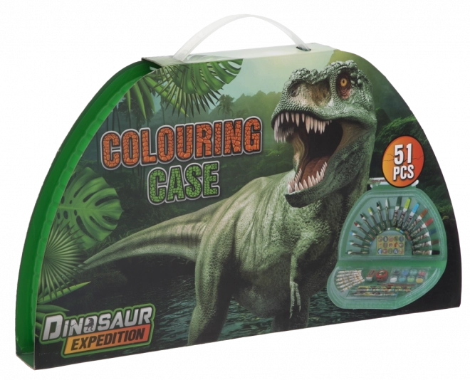 Halvcirkelformet malekuffert Dino – 51 dele