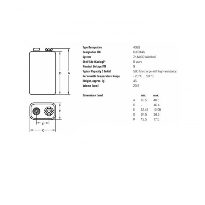 9V alkalisk batteri Varta Industrial Pro 6LR61 - 1 stk