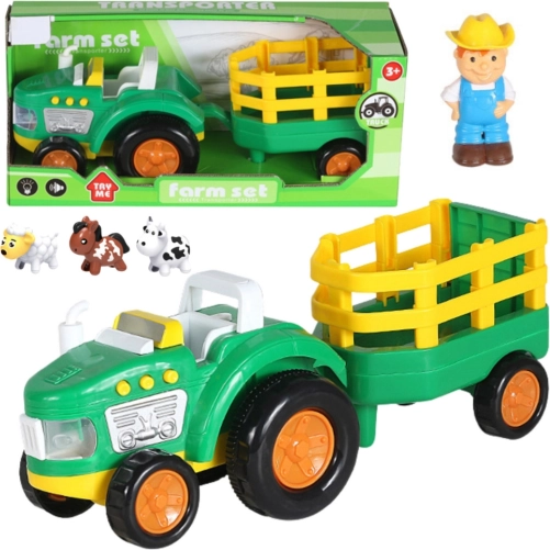 Farmersæt med traktor og dyr