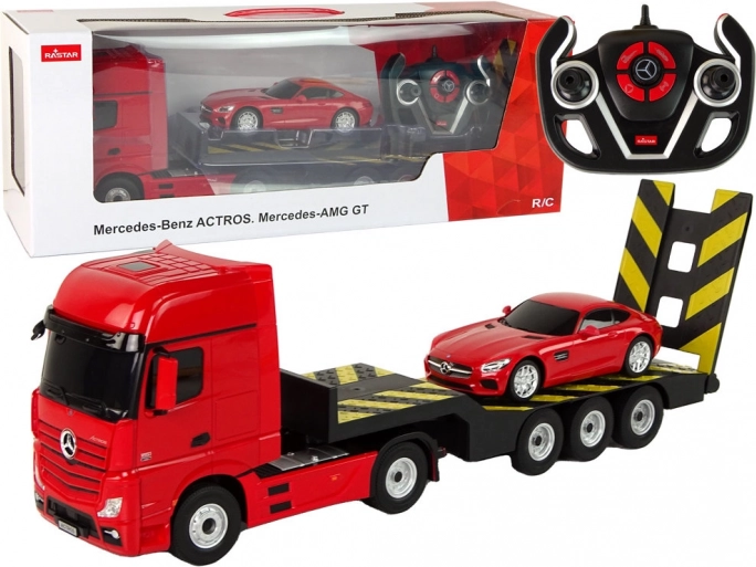 R/C Mercedes-Benz med autotransporter - rød