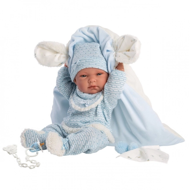 Llorens 73859 NEW BORN DRENGE BARN - realistisk dukke baby med fuldt vinylkrop - 40 cm