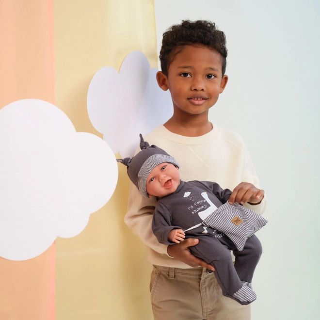 Llorens 74107 NYFØDT - realistisk babydukke med lyde og blødt stofkrop - 42 cm