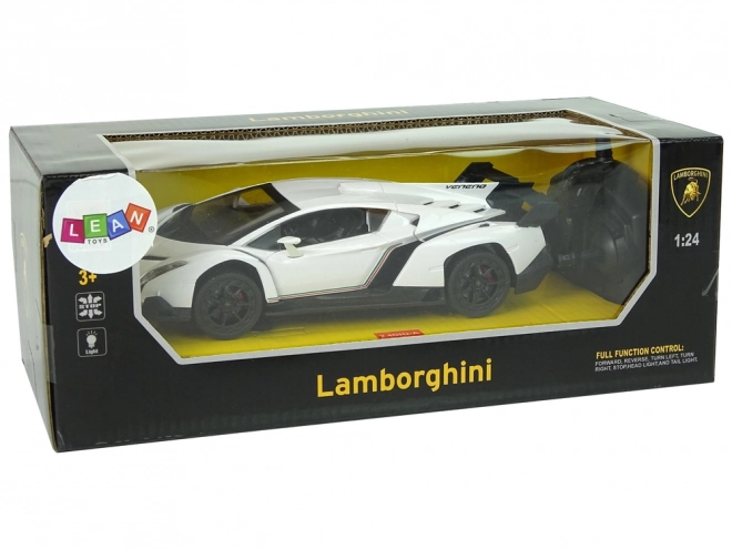 Sportsbil R/C 1:24 Lamborghini Veneno Hvid 2.4 G Lys