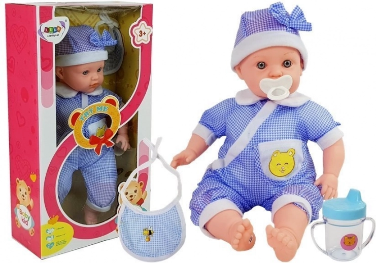 Dukke Baby 45 cm i Blåt Tøj