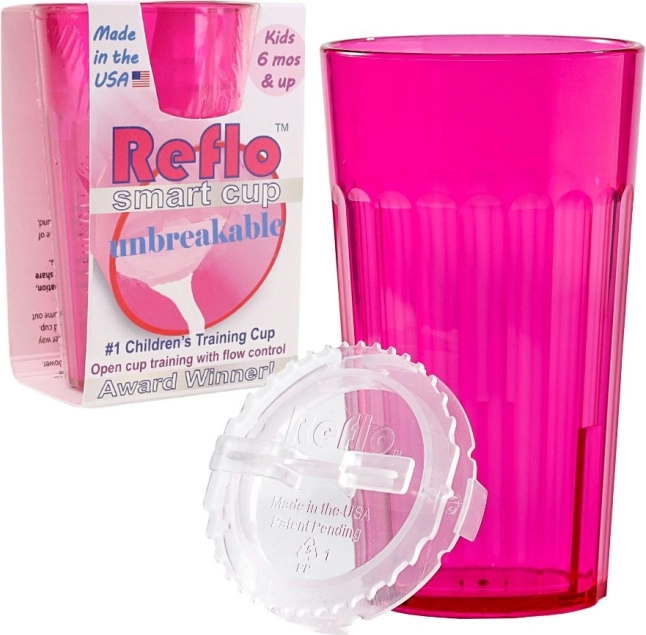 Reflo uknuselig træningskop til børn med flowregulering, pink