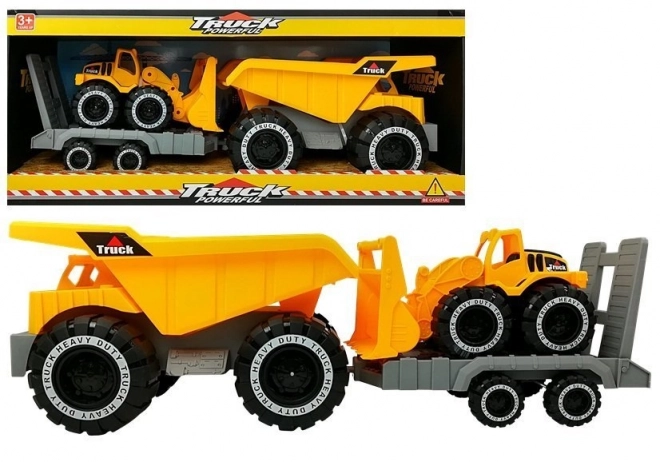 Stor lastbil legetøj med anhænger og bulldozer 49 cm
