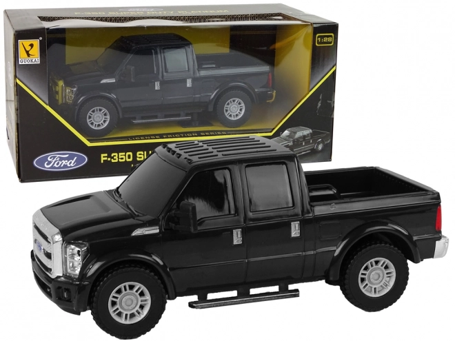 Sort Pickup Ford F-350 med Friktionsdrev 1:28