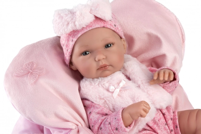 Llorens 63592 NEW BORN PIGE - realistisk babydokke med hele kroppen i vinyl - 35 cm