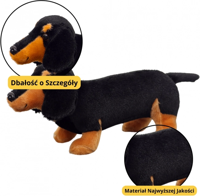 Plyslegetøjs-gravhund sort 25 cm