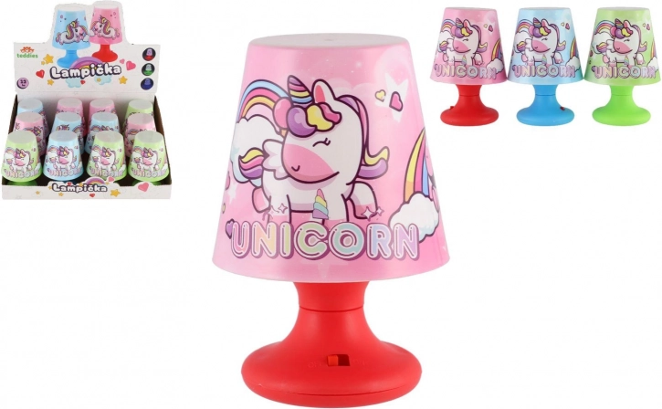 Mini bordlampe til børn med enhjørning, batteridrevet, 8 × 11 cm, 3 farver