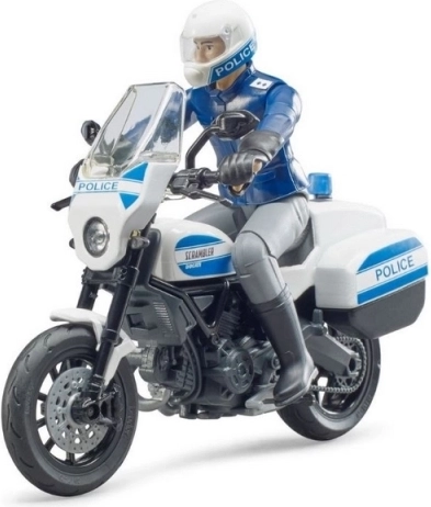 Bruder politimotorcykel Ducati Scrambler med rytter