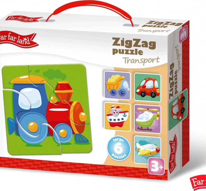 Far Far Land Puzzle ZigZag Trafikmotiv med 6 billeder