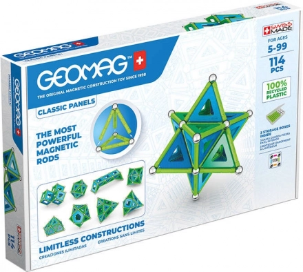 magnetisk byggesæt classic panels recycled 114 stk geomag