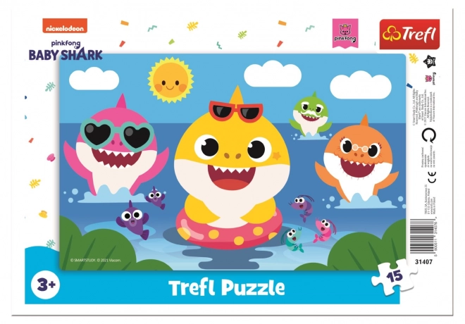 TREFL Puslespil Baby Shark: Glade hajer 15 brikker