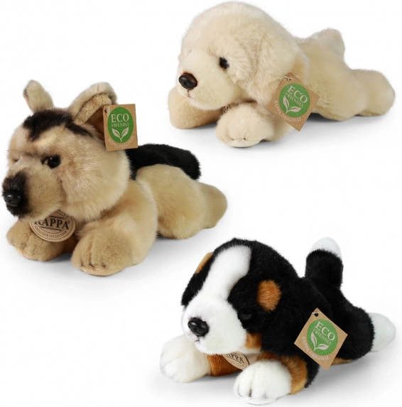 Plysset liggende hund 20 cm, miljøvenlig