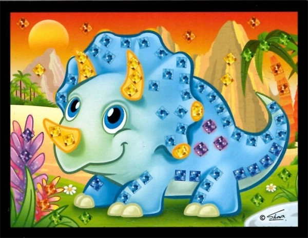 Mozaik billede mini glitrende dinosaur 10x12cm mix varianter