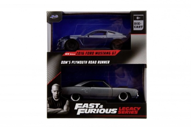 Tvillingpakke Modelbiler Ford Mustang GT350 og Plymouth Road Runner fra Fast & Furious