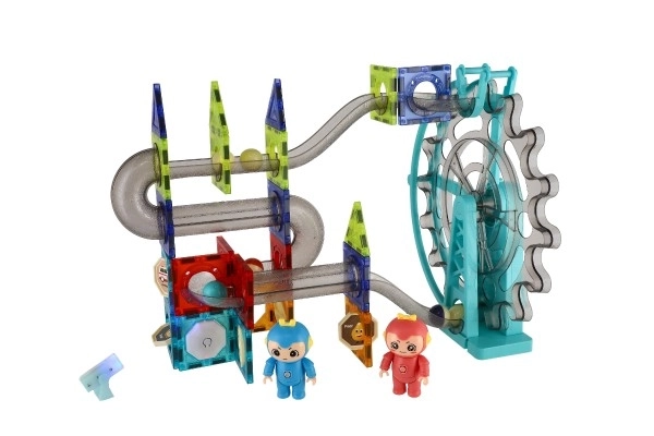Magnetisk kuglebane plast 80 stk 16 kugler + tilbehør med lys i kassen 47x35x9cm