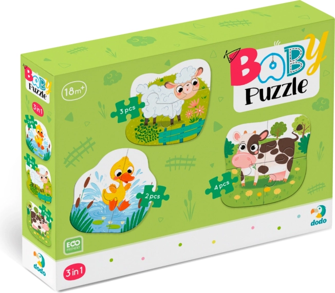 Dodo børnepuslespil Bondegårdsdyr 3-i-1 (2, 3, 4 brikker)