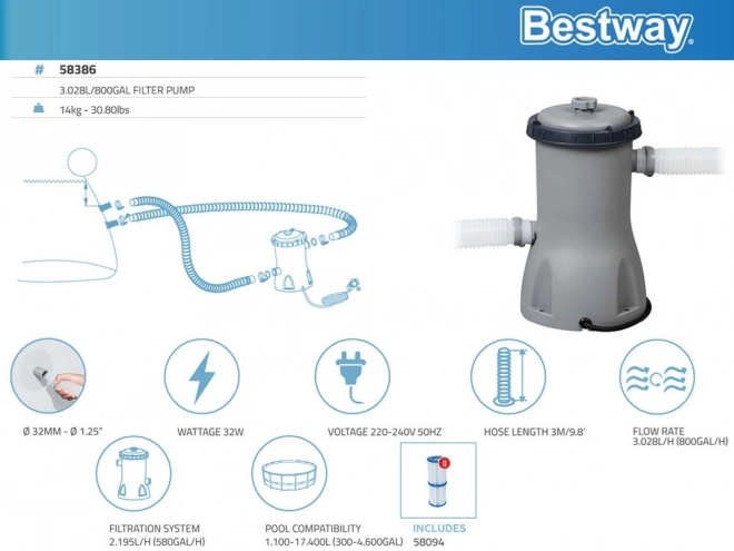 Filtpumpen Bestway til pools 3028 l/h