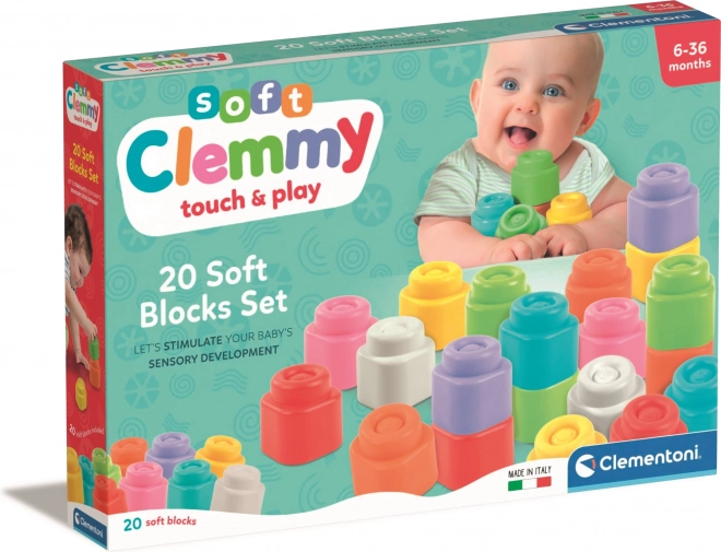 CLEMENTONI Soft Clemmy Sæt med 20 bløde klodser