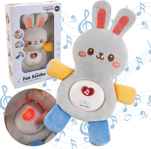 Interaktiv plysbamse-kanin med melodier og lys til babyer