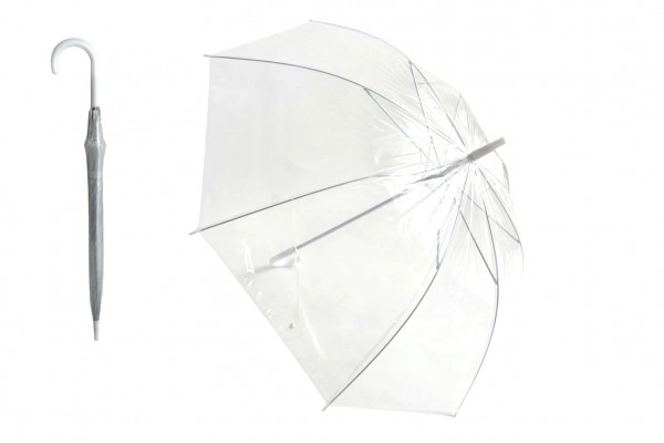Paraply gennemsigtig hvid bryllup plast/metal 82cm i pose