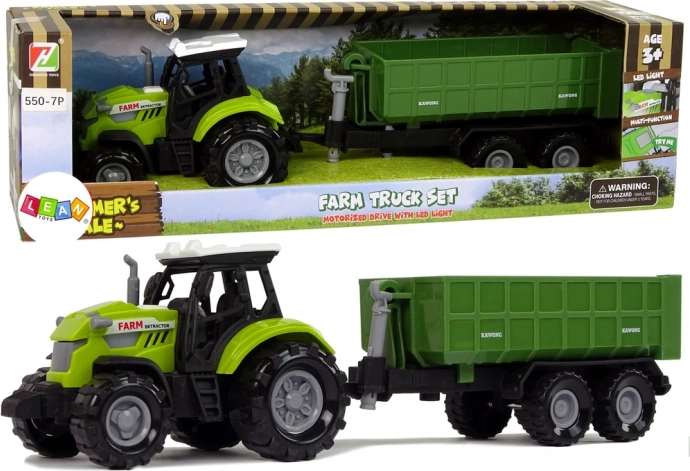 Grøn traktor med aftagelig trailer med lyde