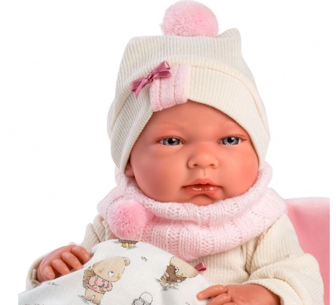 Llorens 73884 NEW BORN PIGE - realistisk babydukke med hele kropp i vinyl - 40 cm
