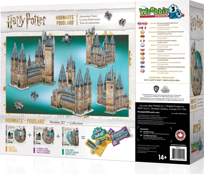 WREBBIT 3D puslespil Harry Potter: Hogwarts, Astronomitårn 875 brikker