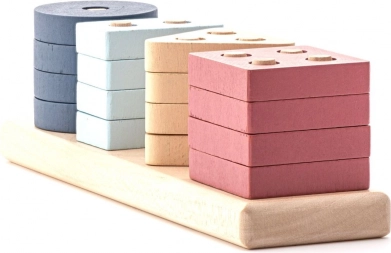 Cubika Pastel sortering af former V – træpuslespil med 17 dele