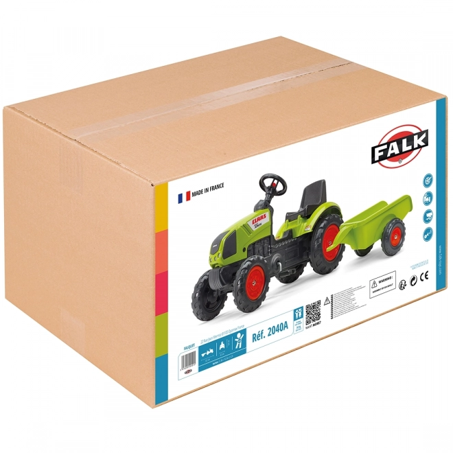 Træde-traktor Claas Arion 410 med trailer grøn