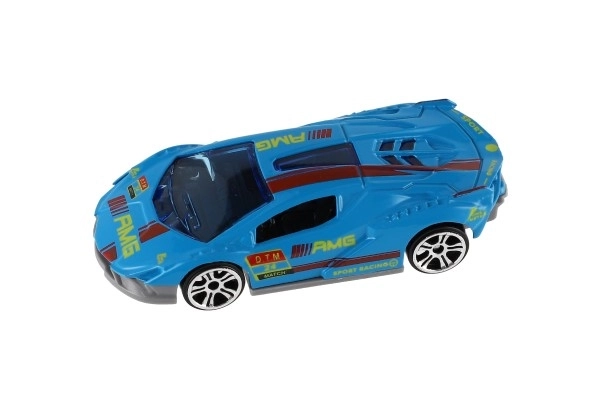 Bil sport 6 stk metal/plast 8cm med fri bevægelse i æske 10,5x27,5x4cm