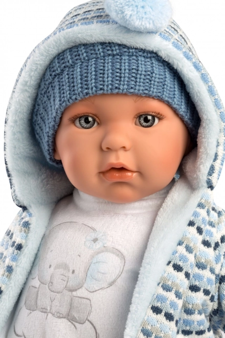 Llorens 42405 BABY ENZO - realistisk dukke med lyde og blødt stofkrop - 42 cm